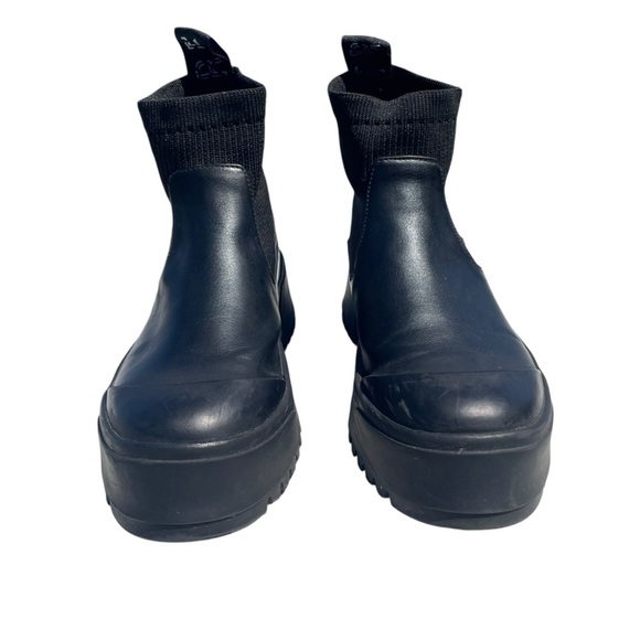 ZARA TRF platform sock ankle boots lug soles black size 10 - Picture 2 of 11